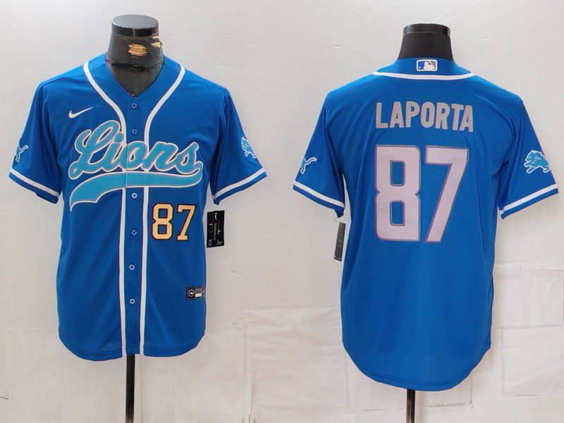 Men Detroit Lions #87 Laporta Blue Second generation joint name 2024 Nike Limited NFL Jersey style 1->detroit lions->NFL Jersey
